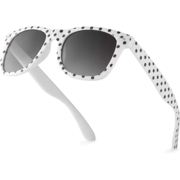 Retro Rewind Polka Dot Vintage Fashion Sunglasses for Women UV400White