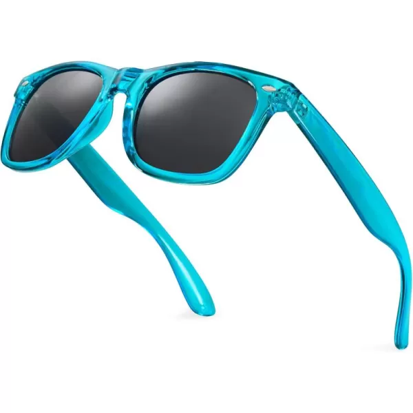 Retro Rewind Translucent Frame Colorful Neon 80s Mirrored Sunglasses for Men WomenTranslucent Electric Blue  Smoke