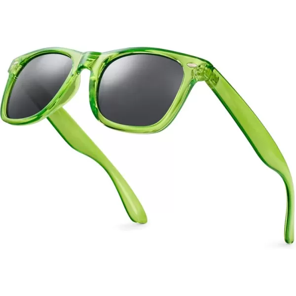 Retro Rewind Translucent Frame Colorful Neon 80s Mirrored Sunglasses for Men WomenTranslucent Neon Green  Smoke
