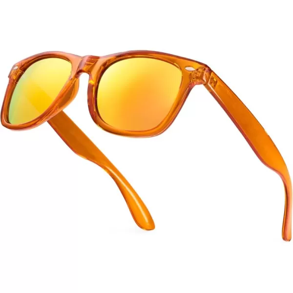 Retro Rewind Translucent Frame Colorful Neon 80s Mirrored Sunglasses for Men WomenTranslucent Orange  Revo Orange Mirror