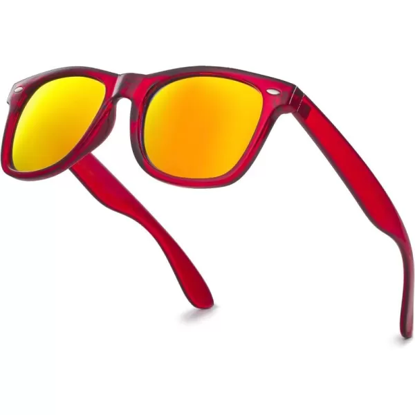 Retro Rewind Translucent Frame Colorful Neon 80s Mirrored Sunglasses for Men WomenTranslucent Red  Revo Red Mirror