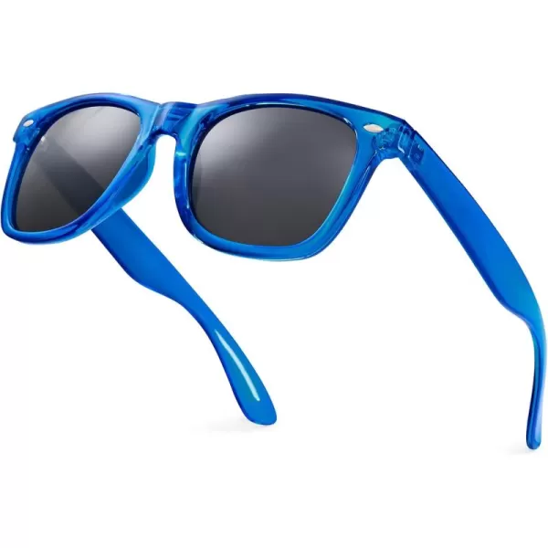 Retro Rewind Translucent Frame Colorful Neon 80s Mirrored Sunglasses for Men WomenTranslucent Royal Blue  Smoke