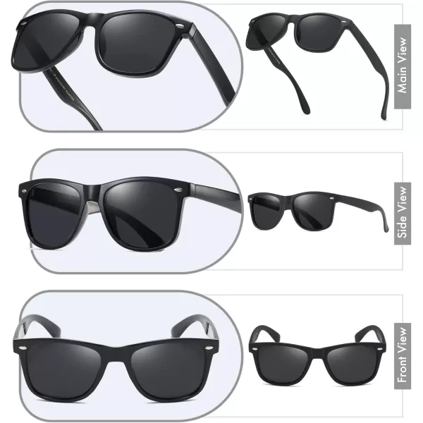 Retro Rewind Classic Polarized Sunglasses for Men Women UV400 Stylish Trendy Unisex Sun Glasses2pack Gloss Black  Matte Black