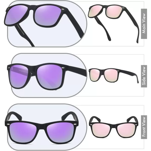 Retro Rewind Classic Polarized Sunglasses for Men Women UV400 Stylish Trendy Unisex Sun Glasses2pack Mirror Purple  Mirror Rose Gold