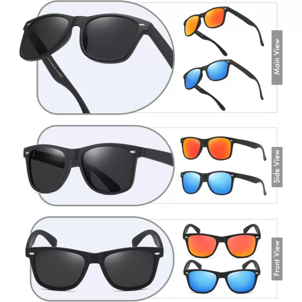 Retro Rewind Classic Polarized Sunglasses for Men Women UV400 Stylish Trendy Unisex Sun Glasses3pack Black Smoke  Mirror Red  Mirror Ice Blue