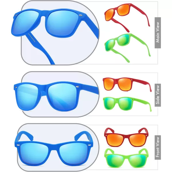 Retro Rewind Classic Polarized Sunglasses for Men Women UV400 Stylish Trendy Unisex Sun Glasses3pack Color Mirror Royal Blue  Red  Lime