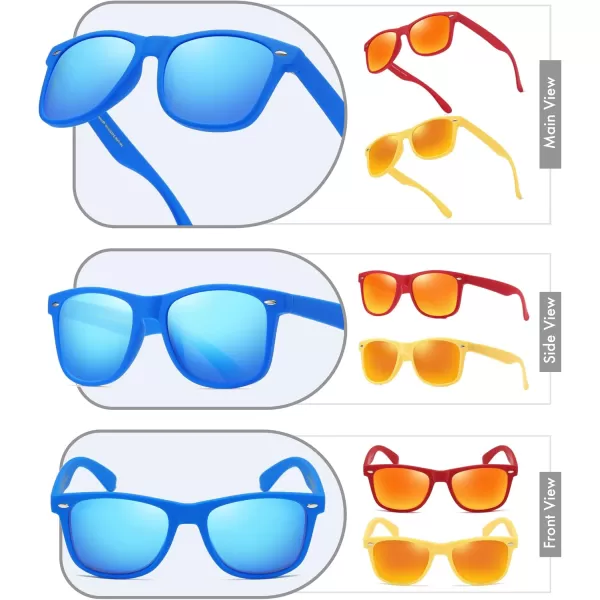 Retro Rewind Classic Polarized Sunglasses for Men Women UV400 Stylish Trendy Unisex Sun Glasses3pack Color Mirror Royal Blue  Red  Yellow