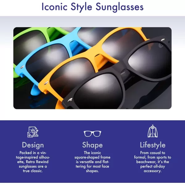 Retro Rewind Classic Polarized Sunglasses for Men Women UV400 Stylish Trendy Unisex Sun Glasses3pack Tangerine  Yellow  Lime