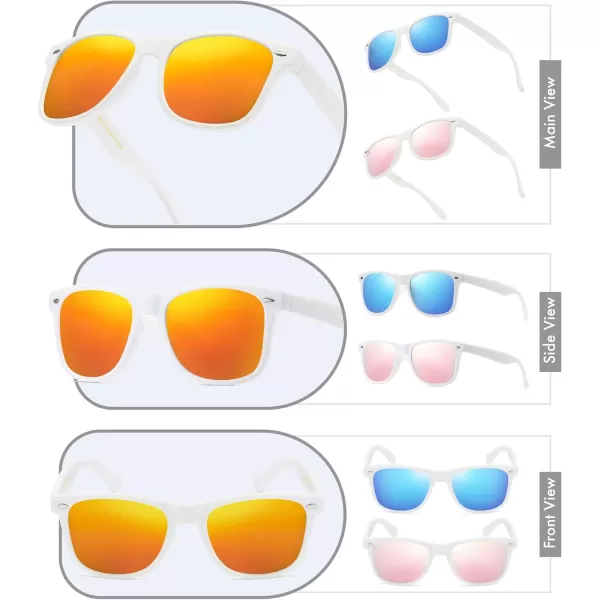 Retro Rewind Classic Polarized Sunglasses for Men Women UV400 Stylish Trendy Unisex Sun Glasses3pack White Mirror Orange  Mirror Ice Blue  Mirror Rose Gold