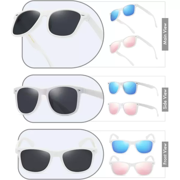 Retro Rewind Classic Polarized Sunglasses for Men Women UV400 Stylish Trendy Unisex Sun Glasses3pack White Smoke  Mirror Ice Blue  Mirror Rose Gold
