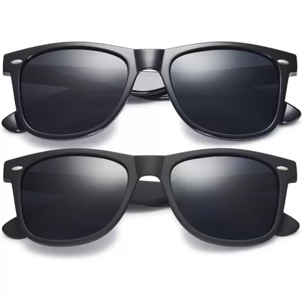 Retro Rewind Classic Polarized Sunglasses for Men Women UV400 Stylish Trendy Unisex Sun Glasses2pack Gloss Black  Matte Black