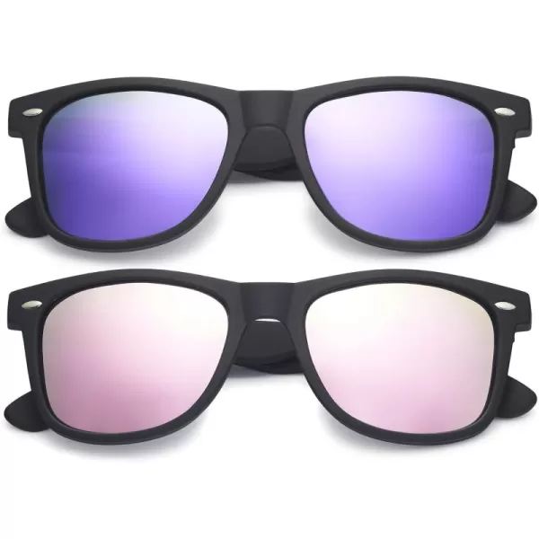Retro Rewind Classic Polarized Sunglasses for Men Women UV400 Stylish Trendy Unisex Sun Glasses2pack Mirror Purple  Mirror Rose Gold