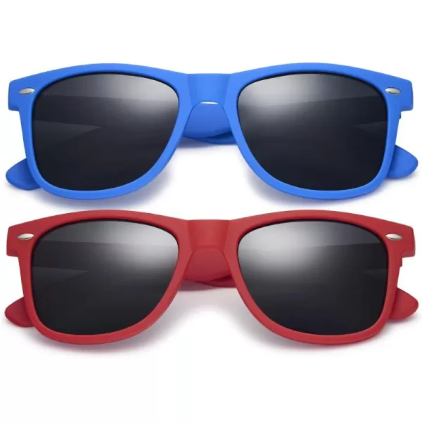 Retro Rewind Classic Polarized Sunglasses for Men Women UV400 Stylish Trendy Unisex Sun Glasses2pack Royal Blue  Red