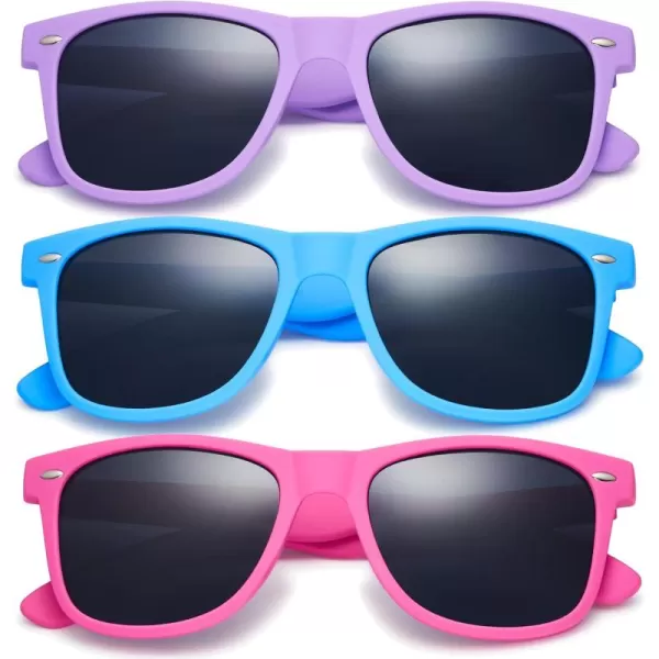 Retro Rewind Classic Polarized Sunglasses for Men Women UV400 Stylish Trendy Unisex Sun Glasses3pack Lavender  Electric Blue  Hot Pink