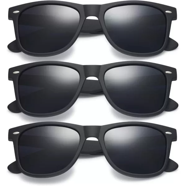 Retro Rewind Classic Polarized Sunglasses for Men Women UV400 Stylish Trendy Unisex Sun Glasses3pack Matte Black