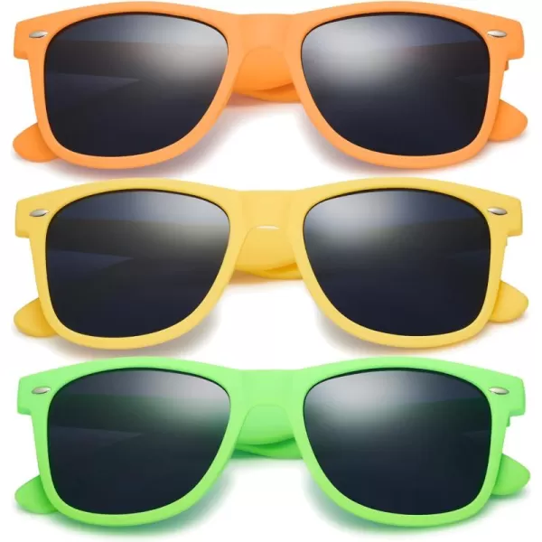 Retro Rewind Classic Polarized Sunglasses for Men Women UV400 Stylish Trendy Unisex Sun Glasses3pack Tangerine  Yellow  Lime