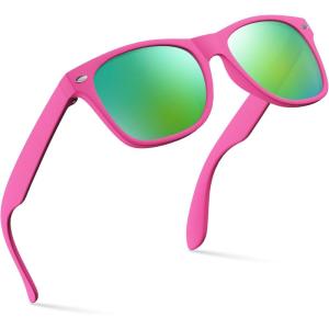 image:imageRetro Rewind Kids Sunglasses for Boys Girls Age 312  Shatterproof UV400 Toddler Children Sun GlassesHot Pink  Green Mirror