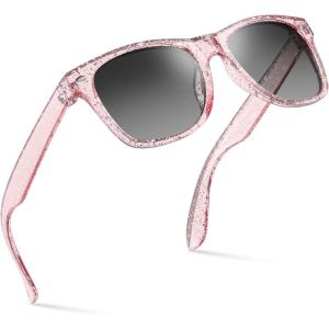 image:imageRetro Rewind Kids Sunglasses for Boys Girls Age 312  Shatterproof UV400 Toddler Children Sun GlassesShiny Glitter Pink  Gradient Smoke
