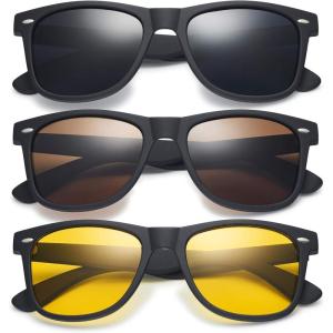 image:imageRetro Rewind Polarized Sunglasses for Men and Women  UV Protection Classic Sun Glasses3pack Black Smoke  Brown  Yellow Night Driving