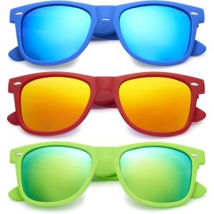 image:imageRetro Rewind Polarized Sunglasses for Men and Women  UV Protection Classic Sun Glasses3pack Color Mirror Royal Blue  Red  Lime