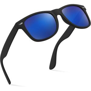image:imageRetro Rewind Polarized Sunglasses for Men and Women  UV Protection Classic Sun GlassesMatte Black  Blue Mirror
