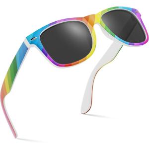 image:imageRetro Rewind Polarized Sunglasses for Men and Women  UV Protection Classic Sun GlassesRainbow Print  Smoke