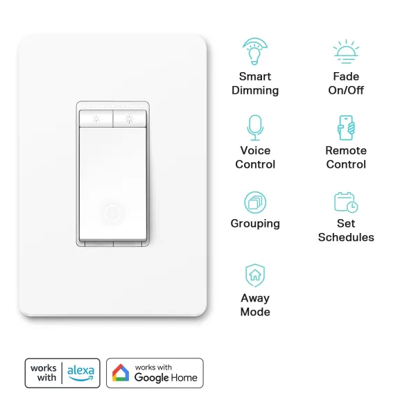 Kasa Smart Dimmer Switch HS220P3 Single Pole Needs Neutral Wire 24GHz WiFi Light Switch Works with Alexa and Google Home UL Certified No Hub Required 3PackWhite