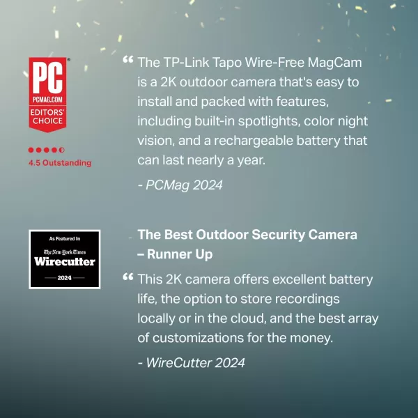 TPLink  MagCam 2024 PCMag Editors Choice ampamp Wirecutter Recommended Outdoor Security Camera 2K Battery Magnetic Mount Wireless Camera 150 FOV SDCloud Storage PersonVehicle DetectionWhite