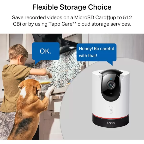 TPLink Tapo 2K QHD PanTilt WiFi Camera  Apple HomeKit  Physical Privacy Mode  Color Night Vision  Motion Tracking  2Way Audio  LocalCloud Storage  Works wAlexaampampGoogle Home  Tapo C225White