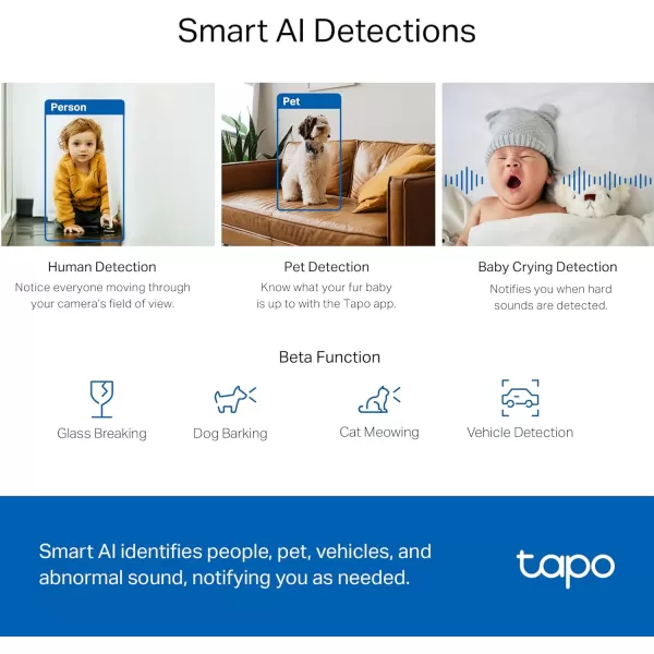 TPLink Tapo 2K QHD PanTilt WiFi Camera  Apple HomeKit  Physical Privacy Mode  Color Night Vision  Motion Tracking  2Way Audio  LocalCloud Storage  Works wAlexaampampGoogle Home  Tapo C225White