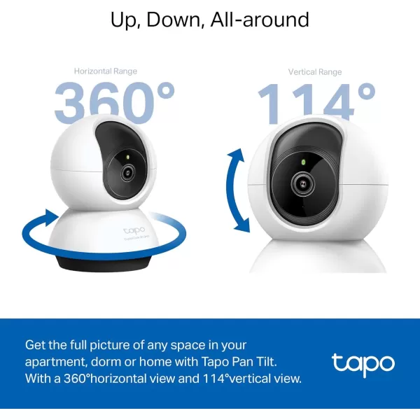 TPLink Tapo 2K QHD PanTilt WiFi Camera  Apple HomeKit  Physical Privacy Mode  Color Night Vision  Motion Tracking  2Way Audio  LocalCloud Storage  Works wAlexaampampGoogle Home  Tapo C225White