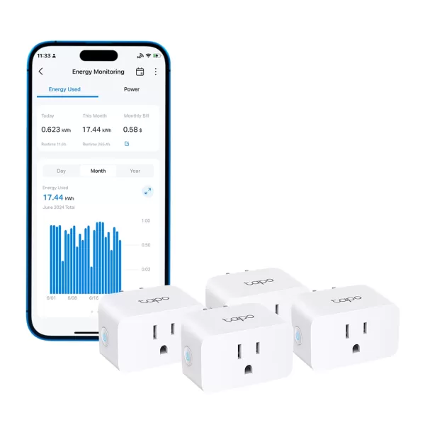 TPLink Tapo Apple HomeKit Smart Plug Mini Compact Design 15A1800W Max Super Easy Setup Works with Siri Alexa ampamp Google Home UL Certified 24G WiFi Only White Tapo P1254PackEnergy Monitoring