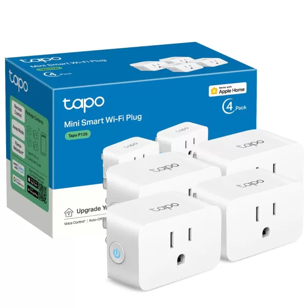 TPLink Tapo Apple HomeKit Smart Plug Mini Compact Design 15A1800W Max Super Easy Setup Works with Siri Alexa ampamp Google Home UL Certified 24G WiFi Only White Tapo P1254PackHomeKit Compatible