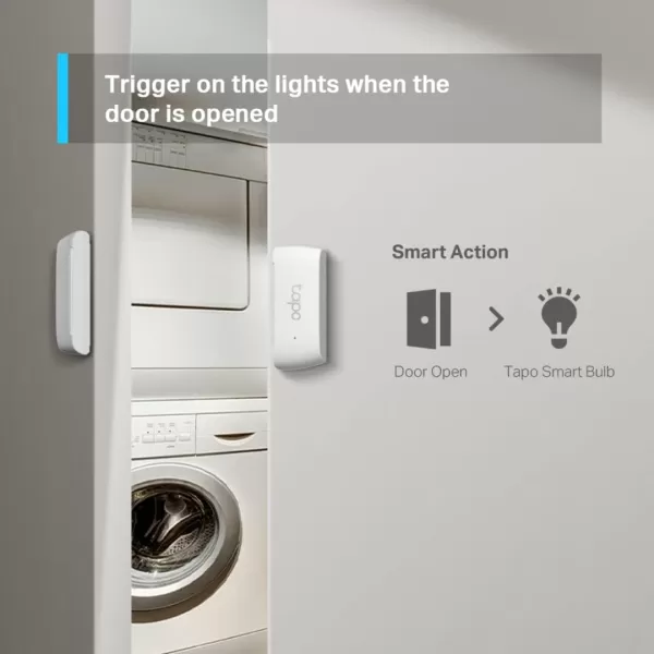 TPLink Tapo Door Sensor Mini REQUIRES Tapo Hub Long Battery Life w Sub1G LowPower Wireless protocol Contact Sensor 15mm Wide Gap Allowed RealTime Notification Smart Action Tapo T110Contact Sensor  Hub Bundle