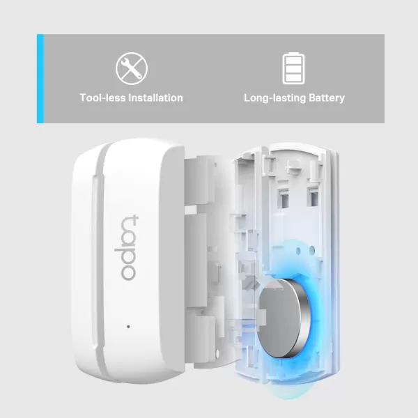 TPLink Tapo Door Sensor Mini REQUIRES Tapo Hub Long Battery Life w Sub1G LowPower Wireless protocol Contact Sensor 15mm Wide Gap Allowed RealTime Notification Smart Action Tapo T110Contact Sensor