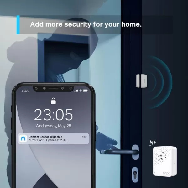 TPLink Tapo Door Sensor Mini REQUIRES Tapo Hub Long Battery Life w Sub1G LowPower Wireless protocol Contact Sensor 15mm Wide Gap Allowed RealTime Notification Smart Action Tapo T110Contact Sensor  Hub Bundle