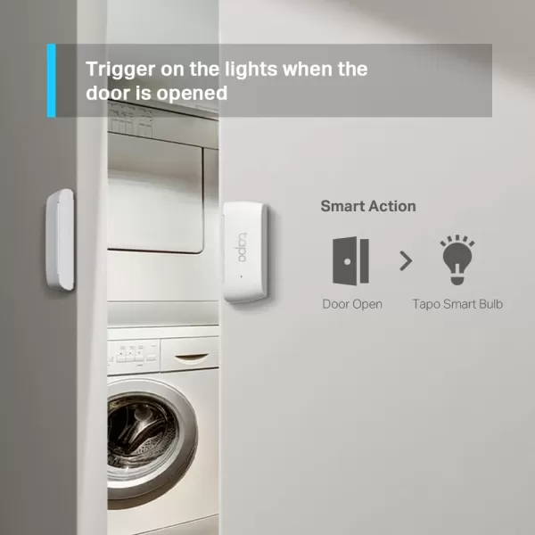 TPLink Tapo Door Sensor Mini REQUIRES Tapo Hub Long Battery Life w Sub1G LowPower Wireless protocol Contact Sensor 15mm Wide Gap Allowed RealTime Notification Smart Action Tapo T110Contact Sensor