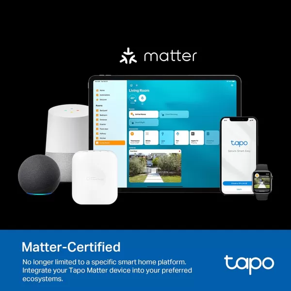 TPLink Tapo Matter Outdoor Smart Plug 2 Individual outlets IP65 Weather Resistance Works with Apple Home Alexa Google Home Long WiFi Range 24G WiFi Only ETL CertifiedTapo P400M