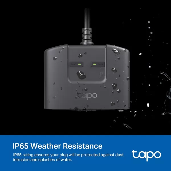 TPLink Tapo Matter Outdoor Smart Plug 2 Individual outlets IP65 Weather Resistance Works with Apple Home Alexa Google Home Long WiFi Range 24G WiFi Only ETL CertifiedTapo P400M