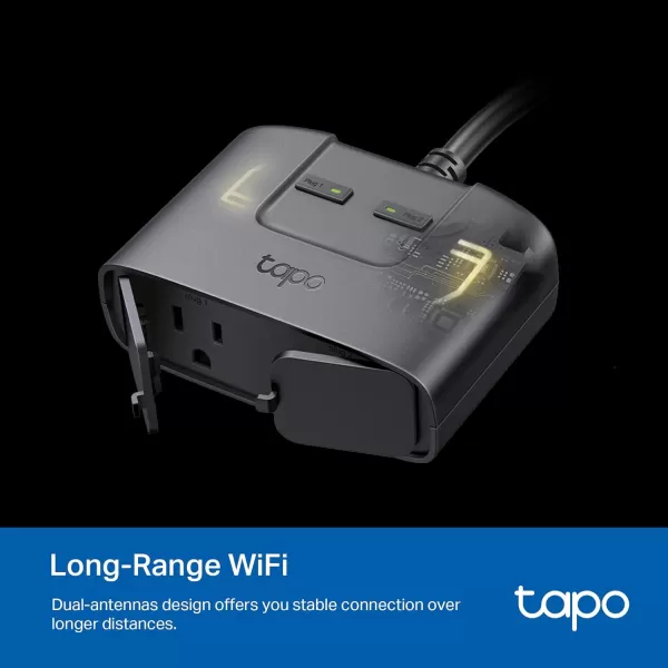 TPLink Tapo Matter Outdoor Smart Plug 2 Individual outlets IP65 Weather Resistance Works with Apple Home Alexa Google Home Long WiFi Range 24G WiFi Only ETL CertifiedTapo P400M