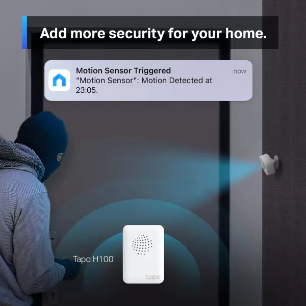 TPLink Tapo Motion Sensor Requires Tapo Hub Long Battery Life wSub1G LowPower Wireless Protocol Wide Range Detection Adjustable Sensitivity RealTime Notification Smart Action Tapo T100Motion Sensor