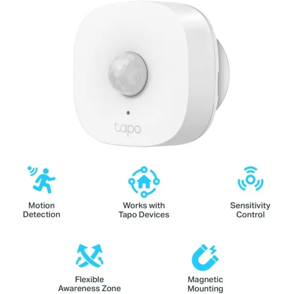 TPLink Tapo Motion Sensor Requires Tapo Hub Long Battery Life wSub1G LowPower Wireless Protocol Wide Range Detection Adjustable Sensitivity RealTime Notification Smart Action Tapo T100Motion Sensor  Hub Bundle