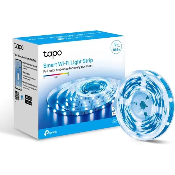 TPLink Tapo Smart LED Light Strip 16M RGB Colors SynctoSound 656 Ft4 Rolls of 164ft Works wAlexa ampamp Google Home Trimmable No Hub Required 24GHz Tapo L90020164Ft