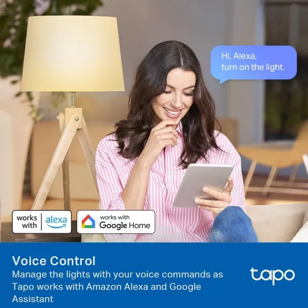 TPLink Tapo Smart Light Bulbs 16M Colors RGBW Dimmable Compatible with Alexa and Google Home A19 60W Equivalent 800LM CRIampgt90 24GHz WiFi only No Hub Required Tapo L530E4Pack4Pack