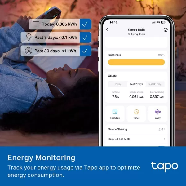 TPLink Tapo Smart Light Bulbs 16M Colors RGBW Dimmable Compatible with Alexa and Google Home A19 60W Equivalent 800LM CRIampgt90 24GHz WiFi only No Hub Required Tapo L530E4Pack4Pack