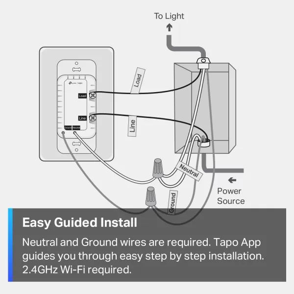 TPLink Tapo Smart Light Switch Matter Compatible Single Pole Neutral Wire Required Voice Control wSiri Alexa ampamp Google Home UL Certified Timer ampamp Schedule Guided Install Tapo S5052PackMatter Compatible