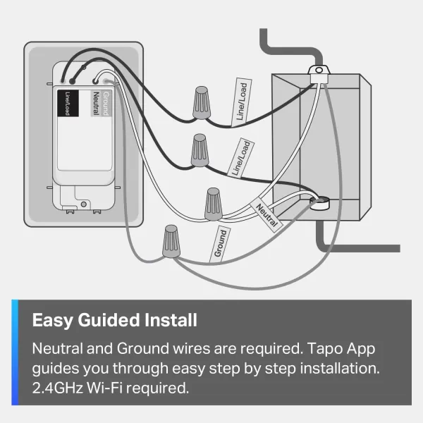 TPLink Tapo Smart Light Switch Matter Compatible Single Pole Neutral Wire Required Voice Control wSiri Alexa ampamp Google Home UL Certified Timer ampamp Schedule Guided Install Tapo S5052PackMatter Compatible