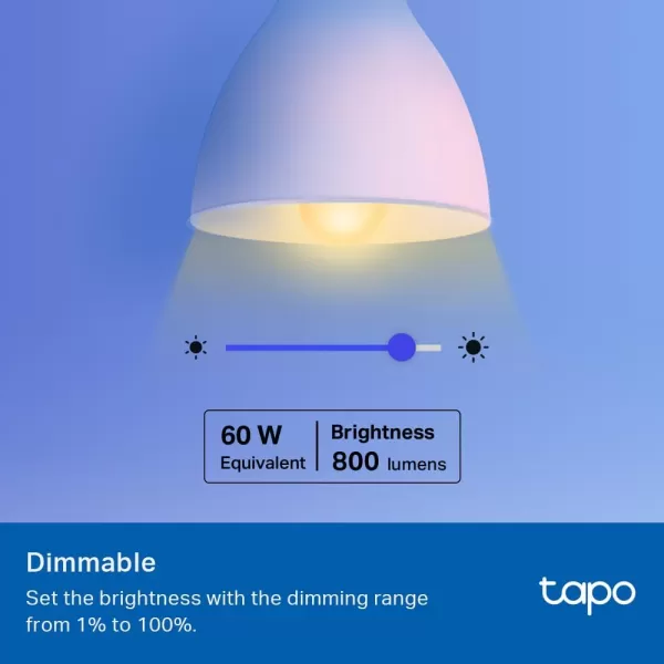 Tapo TPLink Smart Light Bulbs 16M Colors RGBW Dimmable Alexa FrustrationFree Setup A19 60W Equivalent 800LM CRIampgt90 24GHz WiFi only L531E