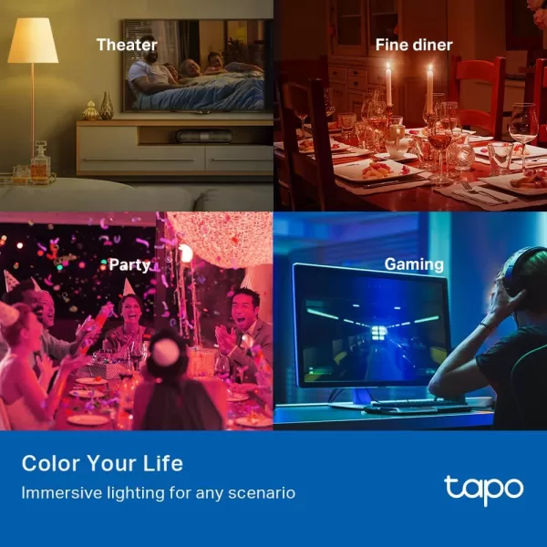 Tapo TPLink Smart Light Bulbs 16M Colors RGBW Dimmable Alexa FrustrationFree Setup A19 60W Equivalent 800LM CRIampgt90 24GHz WiFi only L531E