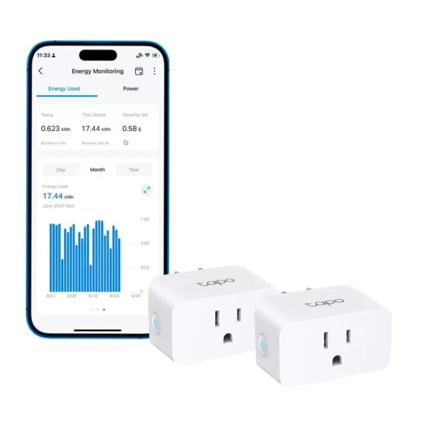 TPLink Tapo Apple HomeKit Smart Plug Mini Compact Design 15A1800W Max Super Easy Setup Works with Siri Alexa ampamp Google Home UL Certified 24G WiFi Only White Tapo P1254PackEnergy Monitoring